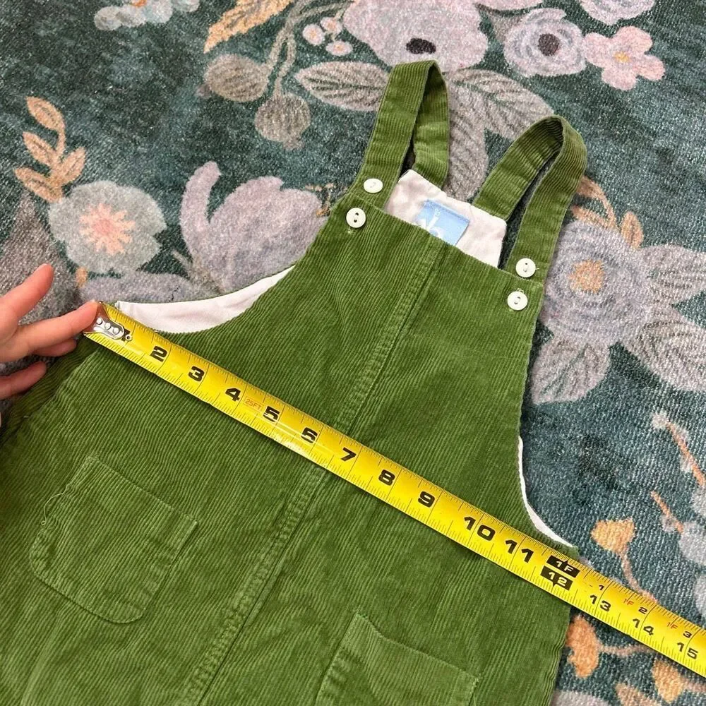 Bella Bliss Dress Girls 4 Green Cotton Corduroy Overall Jumper Sleeveless pinafo